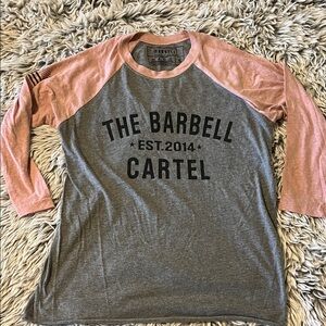 Barbell Cartel Gray and Pink Raglan Shirt